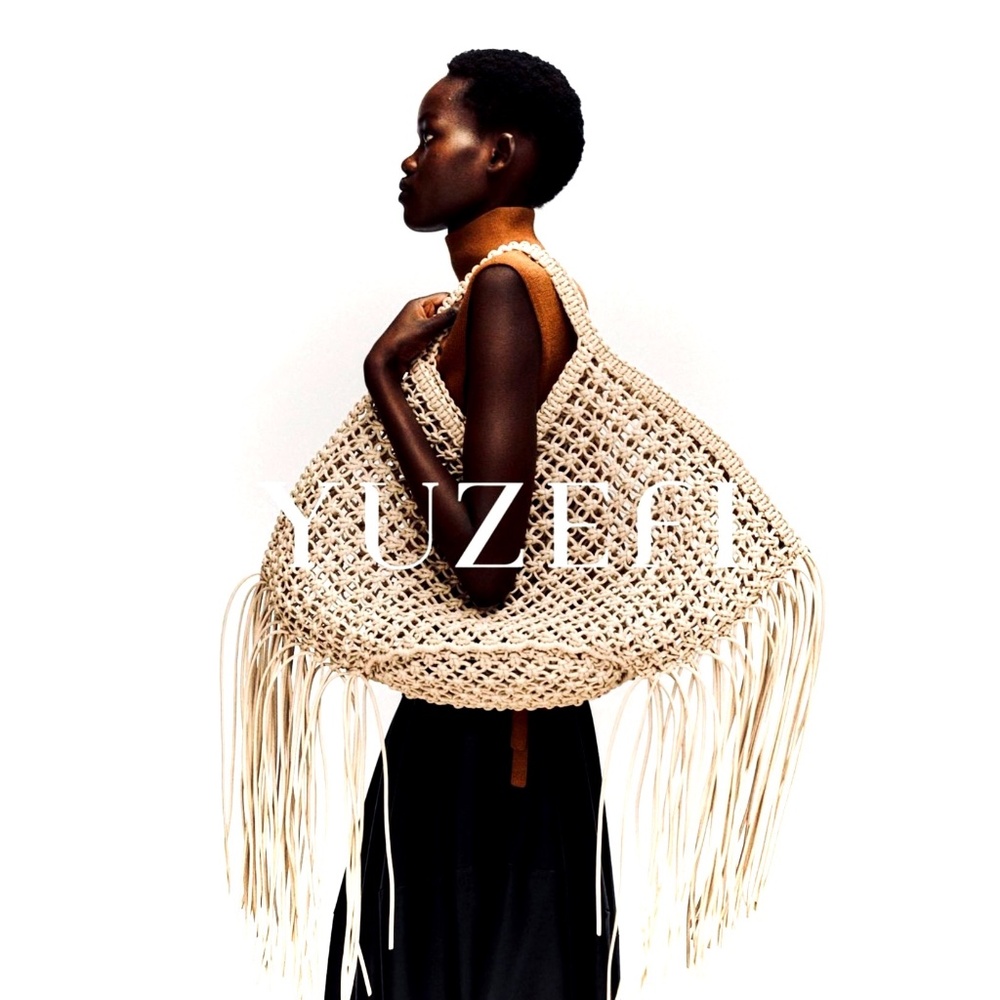 Yuzefi Large Woven Fringe Vegan Leather Tote Bag - Picture 4 of 16